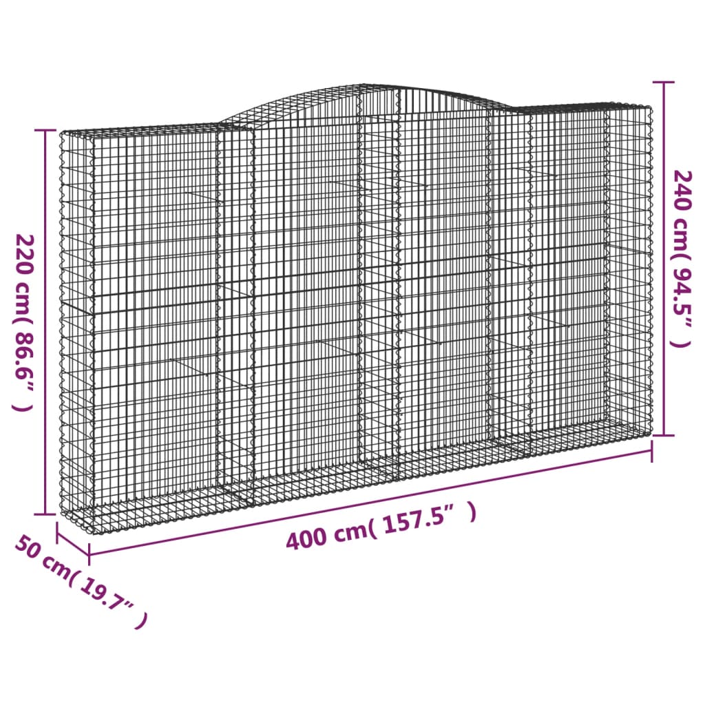 Schanskorf Gewelfd 400X50X220/240 Cm Gegalvaniseerd Ijzer 1 400 x 50 x 220/240 cm