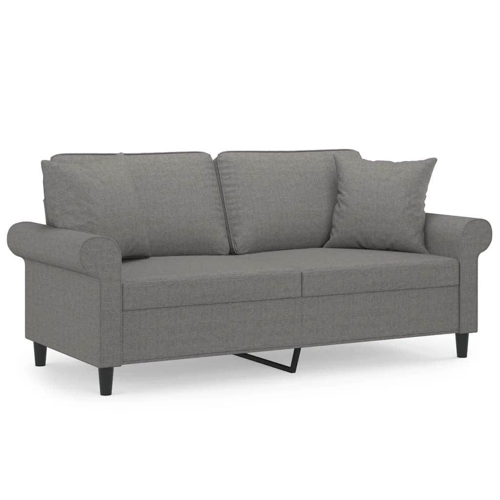 Tweezitsbank met kussens 140 cm stof donkergrijs