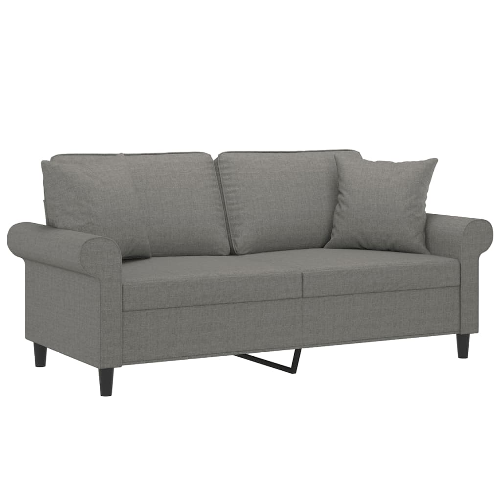 Tweezitsbank met kussens 140 cm stof donkergrijs