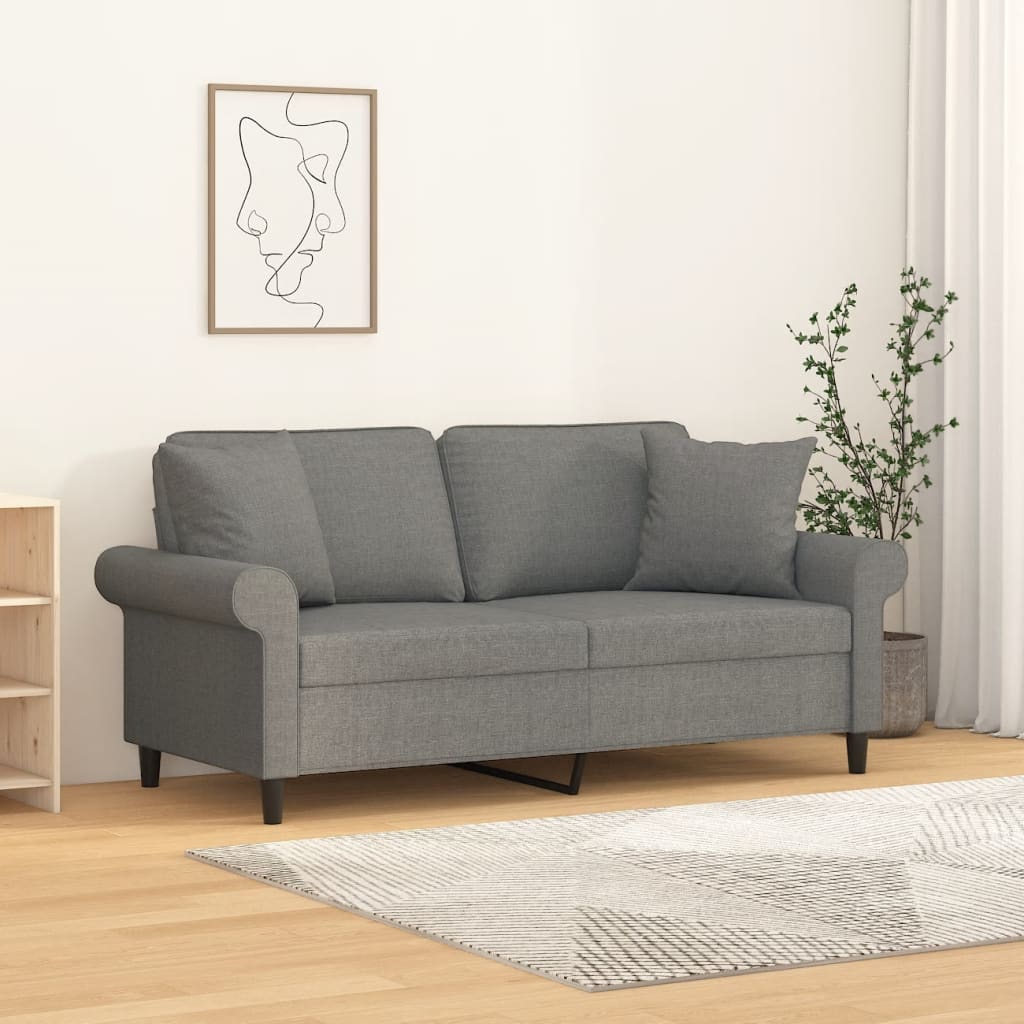 Tweezitsbank met kussens 140 cm stof donkergrijs