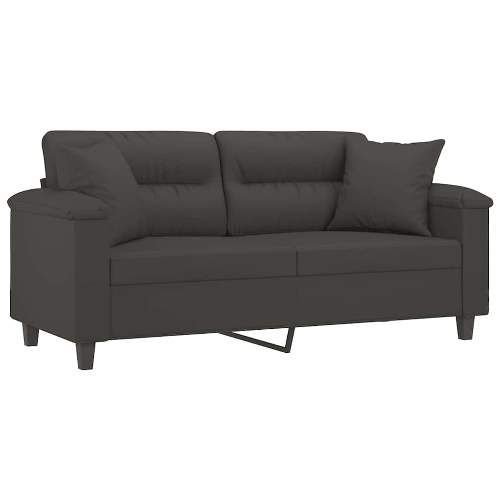 Tweezitsbank met kussens 140 cm microvezelstof donkergrijs
