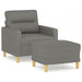 Fauteuil met voetenbank 60 cm stof donkergrijs