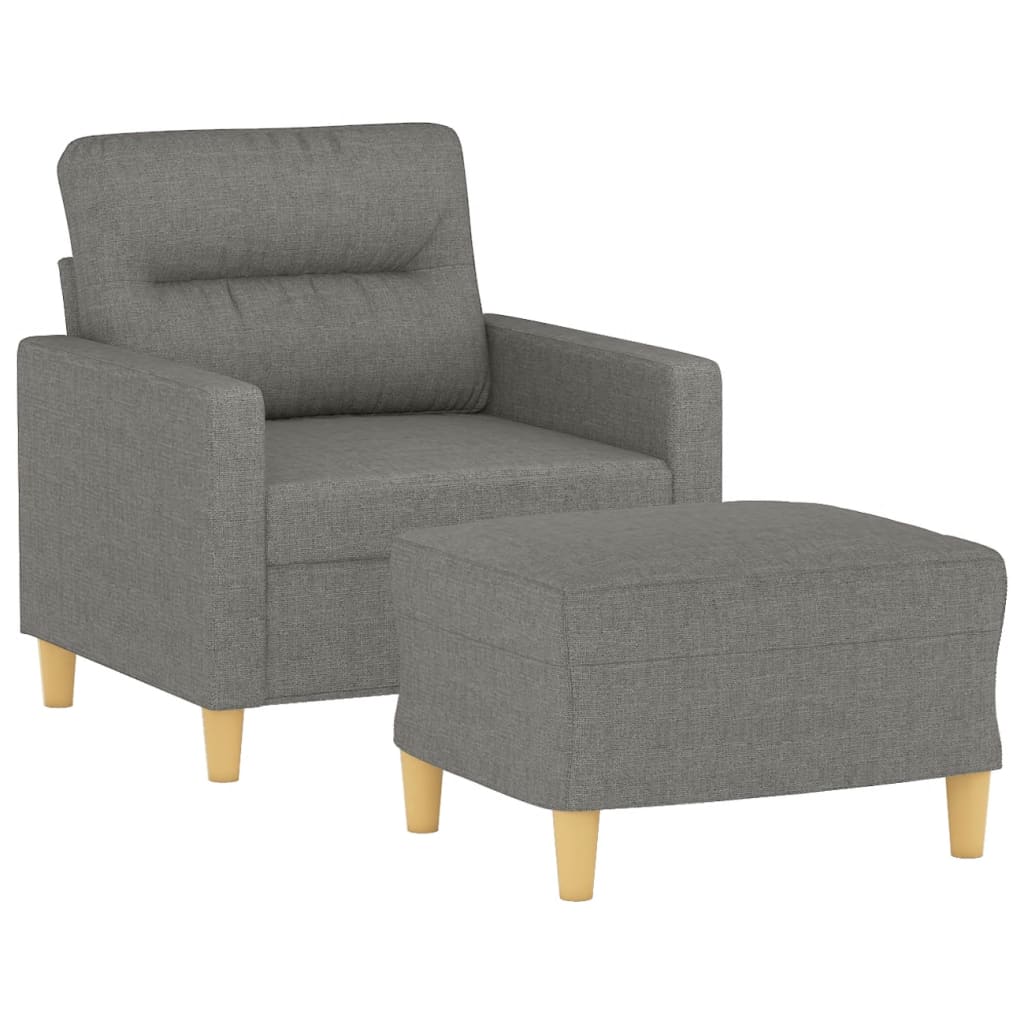 Fauteuil met voetenbank 60 cm stof donkergrijs