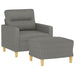 Fauteuil met voetenbank 60 cm stof donkergrijs