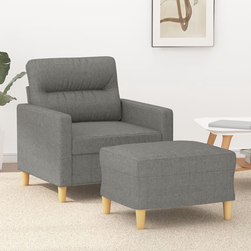 Fauteuil met voetenbank 60 cm stof donkergrijs