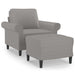 Fauteuil met voetenbank 60 cm stof lichtgrijs