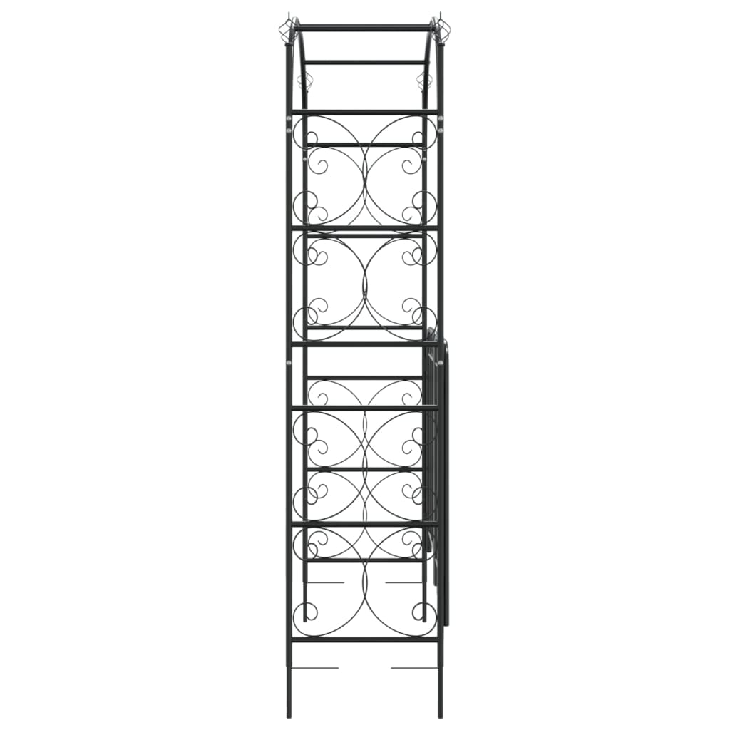 Tuinboog met poort 108x45x235 cm staal zwart