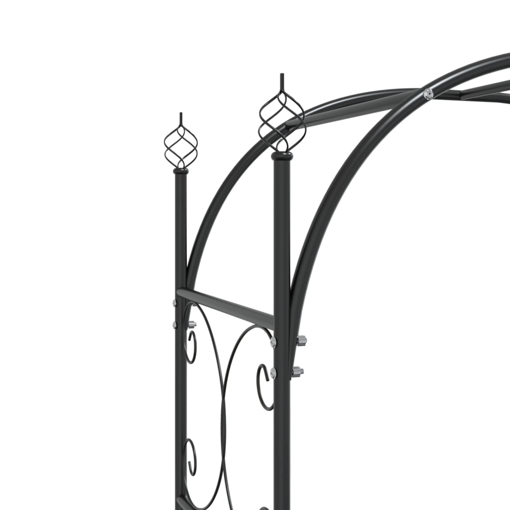 Tuinboog met poort 108x45x235 cm staal zwart