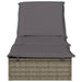 Ligbed met kussen 1 st 201x55x62 cm poly rattan grijs