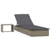 Ligbed met tafel 1 st poly rattan grijs
