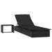 Ligbed met tafel 1 st poly rattan zwart