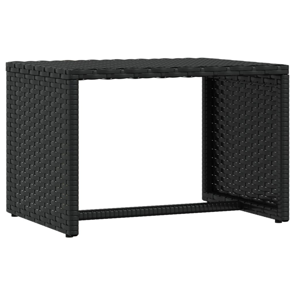 Ligbed met tafel 1 st poly rattan zwart