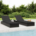 Ligbed met tafel 1 st poly rattan zwart