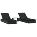 Ligbedden 2 st met tafel poly rattan zwart
