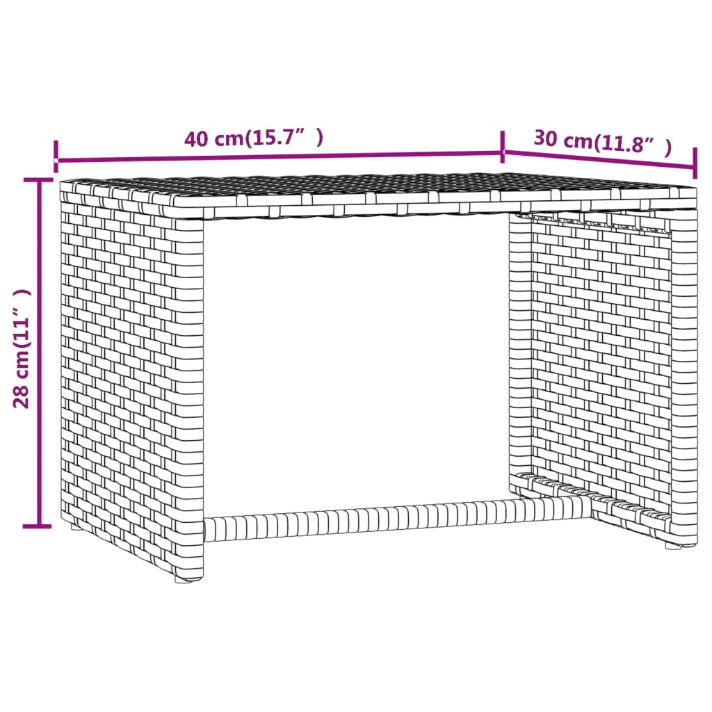Ligbedden 2 st met tafel poly rattan zwart
