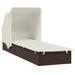 Ligbed met inklapbaar dak 213x63x97 cm poly rattan bruin