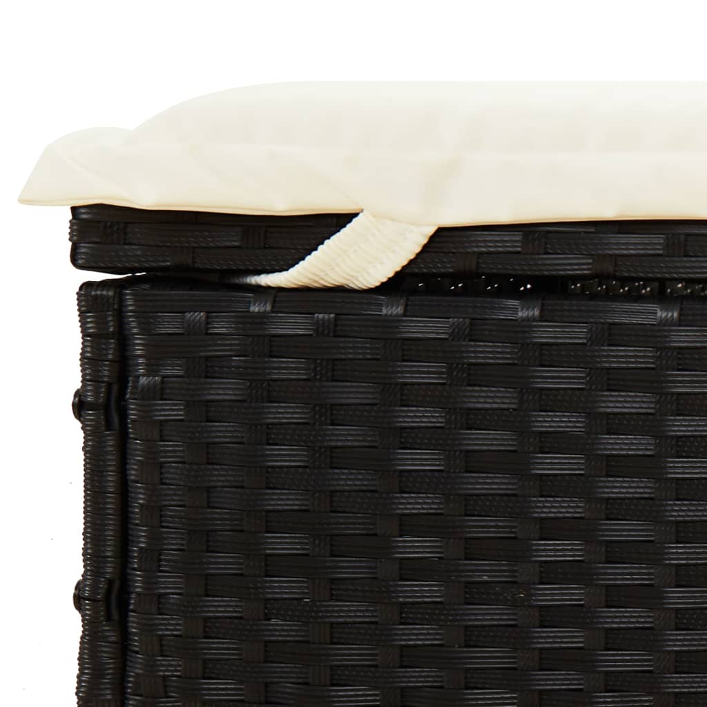 Ligbed met inklapbaar dak 213x63x97 cm poly rattan zwart