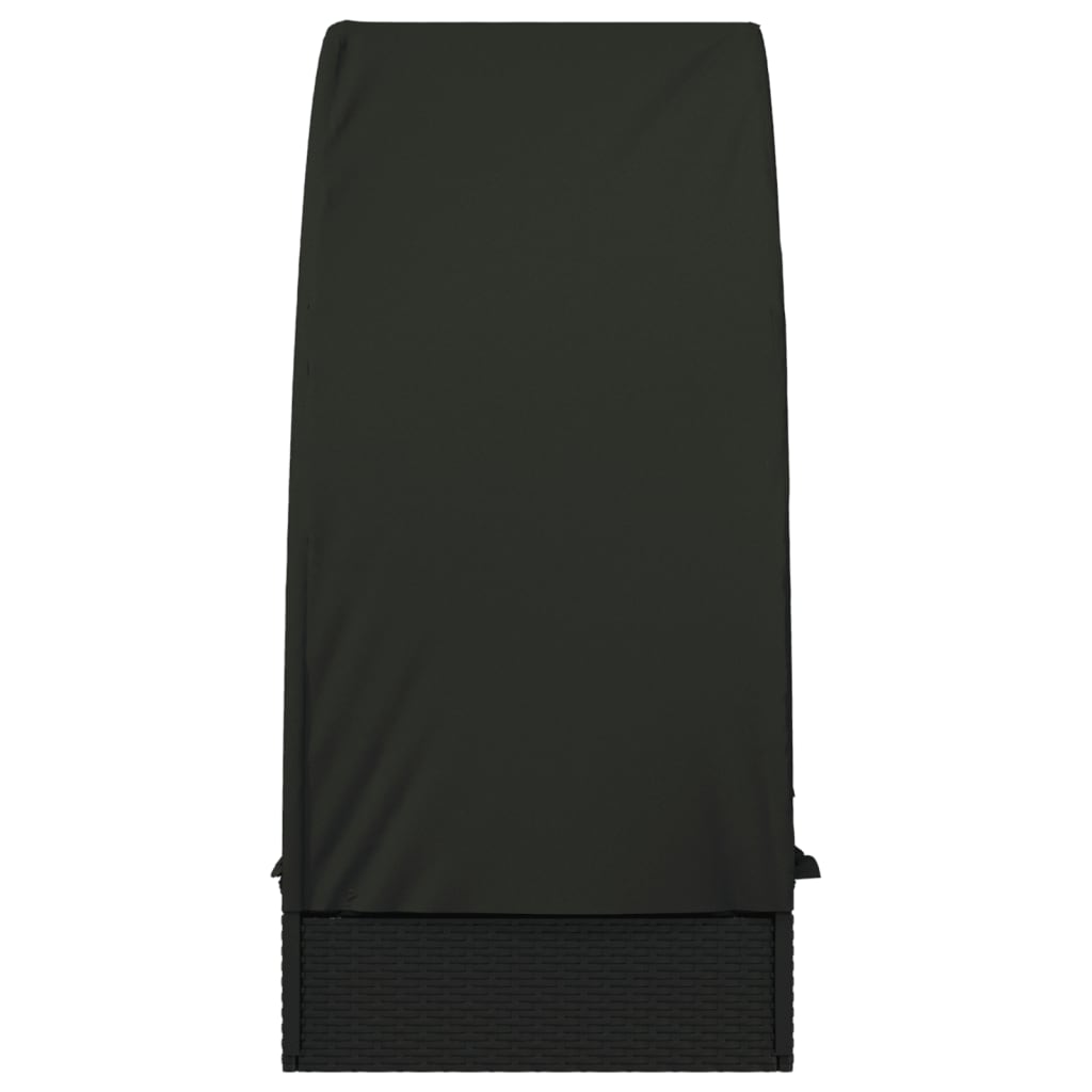 Ligbed met rond dak 211x57x140 cm poly rattan zwart