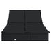 Ligbed met kussens 2-persoons poly rattan zwart