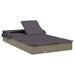 Ligbed 2-persoons met dak 213x118x97 cm poly rattan grijs