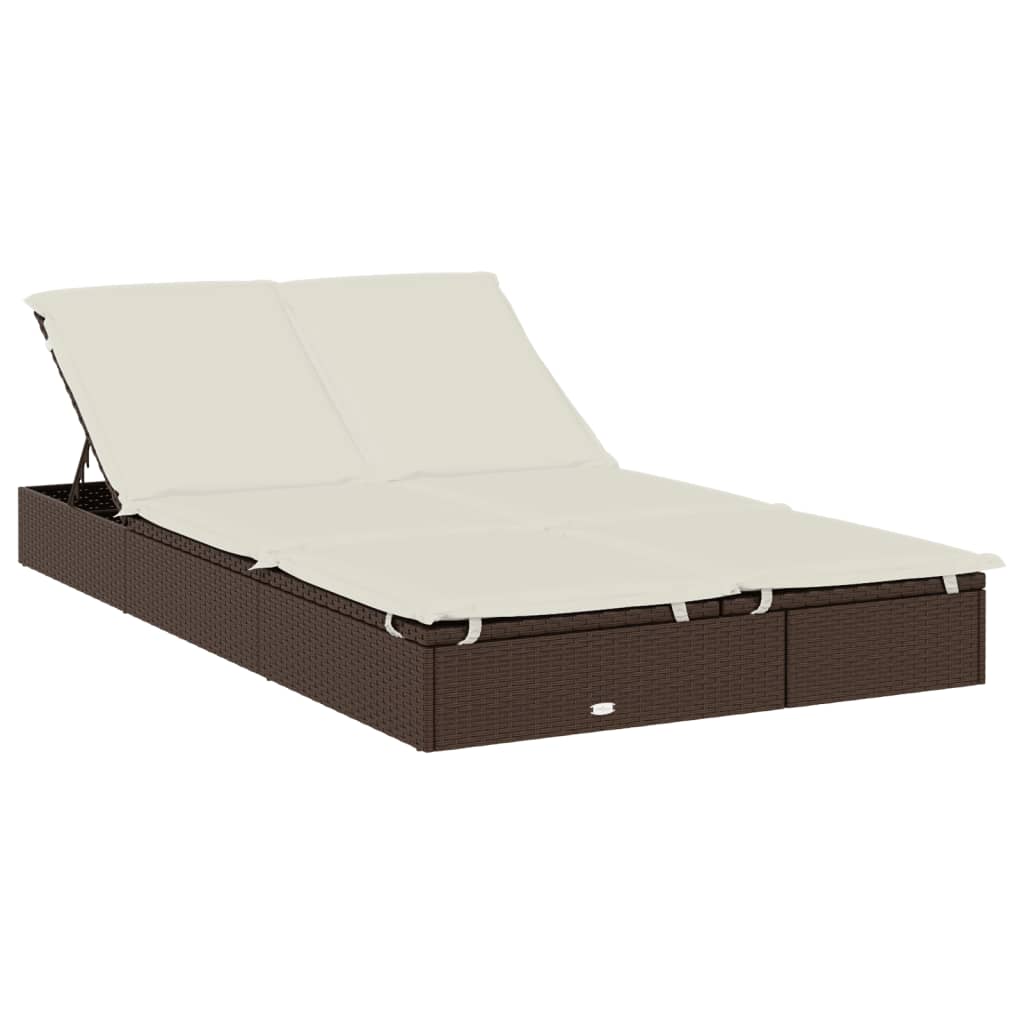 Ligbed 2-persoons met rond dak 211x112x140 cm poly rattan bruin