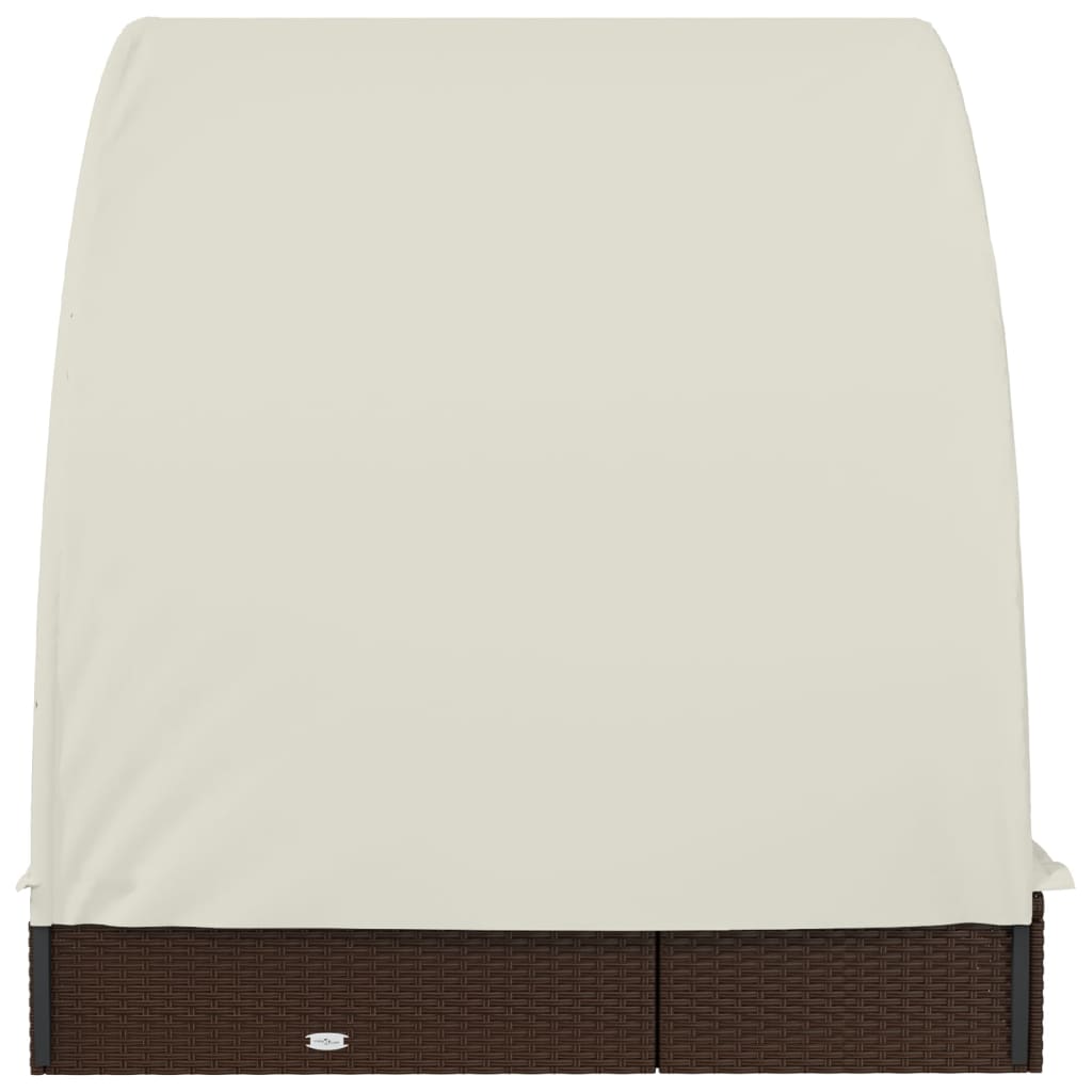 Ligbed 2-persoons met rond dak 211x112x140 cm poly rattan bruin