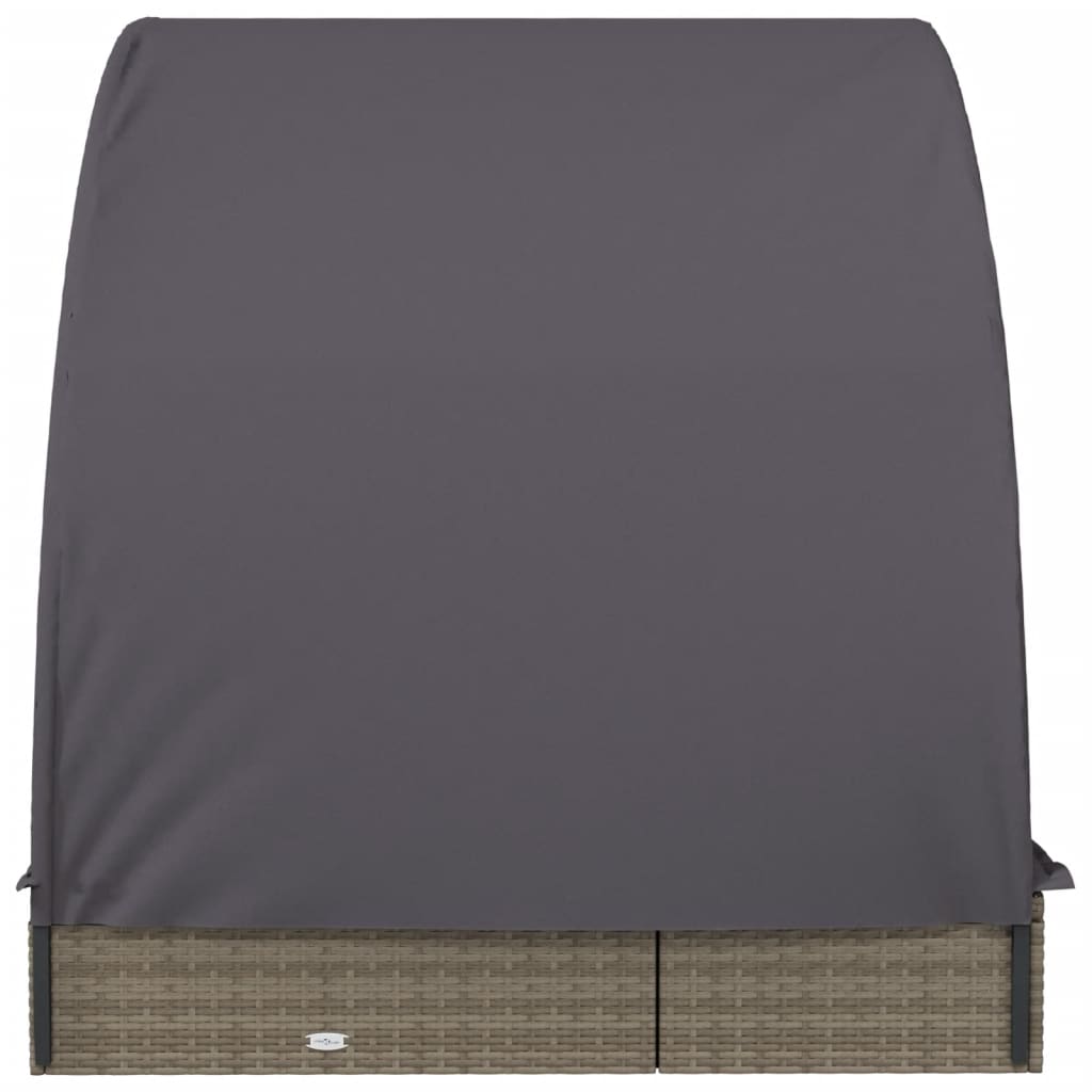Ligbed 2-persoons met rond dak 211x112x140 cm poly rattan grijs