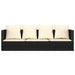 Loungebed met kussens poly rattan zwart