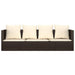 Loungebed met kussens poly rattan bruin
