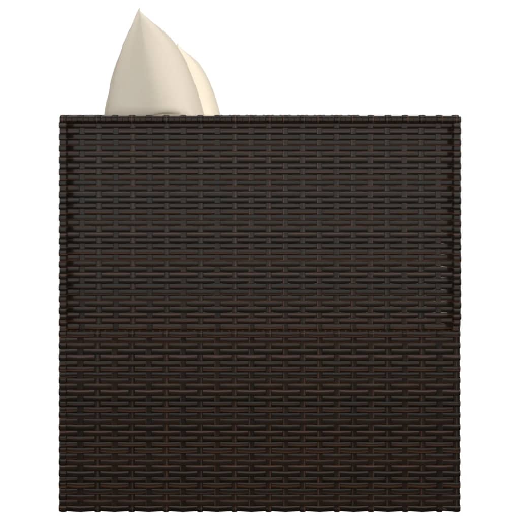 Loungebed met kussens poly rattan bruin