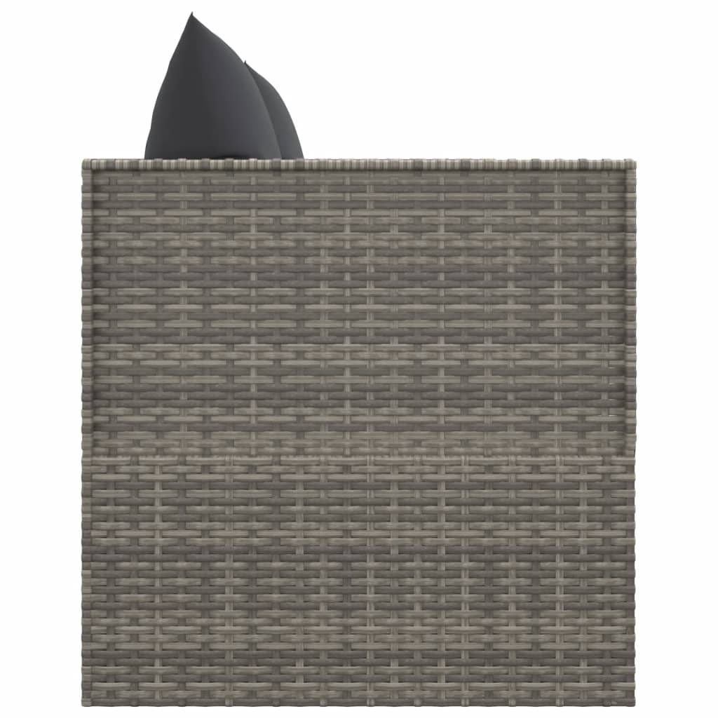 Loungebed met kussens poly rattan grijs