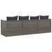 Loungebed met kussens poly rattan grijs