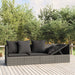 Loungebed met kussens poly rattan grijs