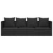 Loungebed met kussens poly rattan zwart