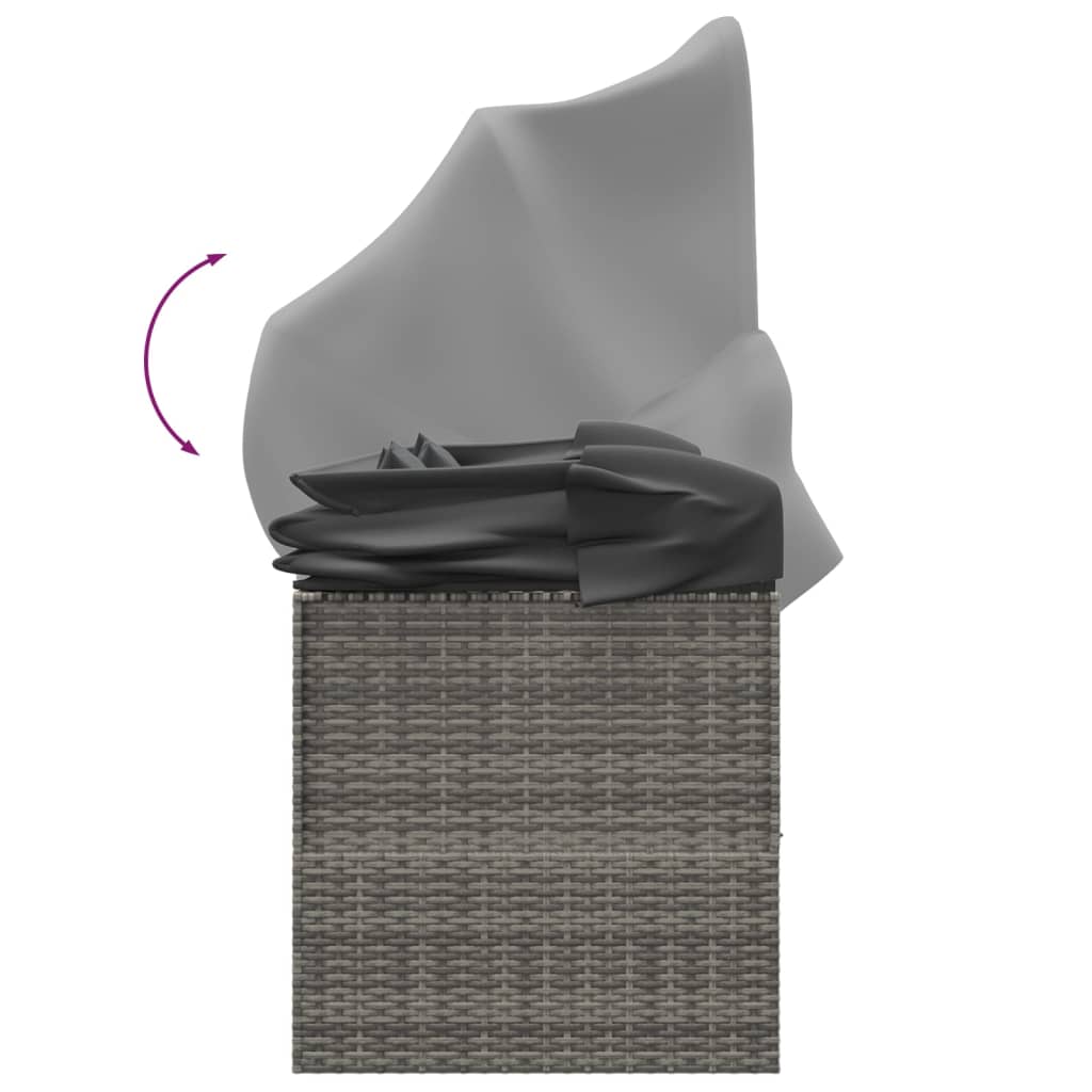 Loungebed met luifel en kussens poly rattan grijs