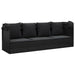 Loungebed met luifel en kussens poly rattan zwart