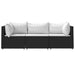 3-delige Loungeset met kussens poly rattan zwart