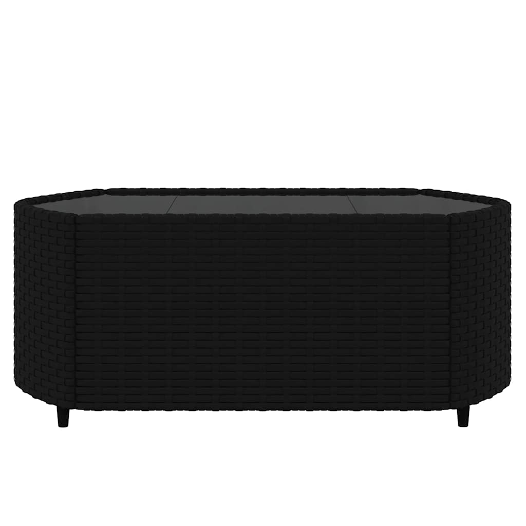 3-delige Loungeset met kussens poly rattan zwart