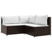 4-delige Loungeset met kussens poly rattan bruin