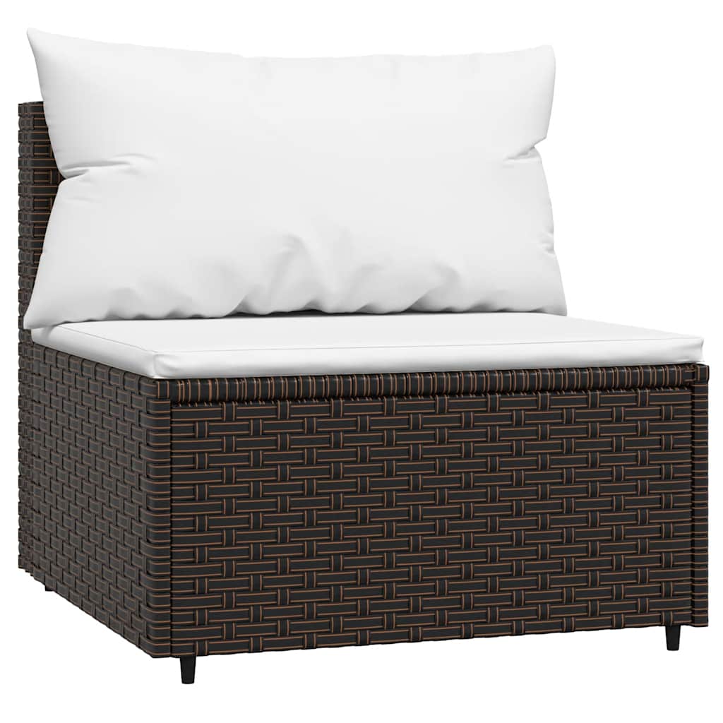 4-delige Loungeset met kussens poly rattan bruin