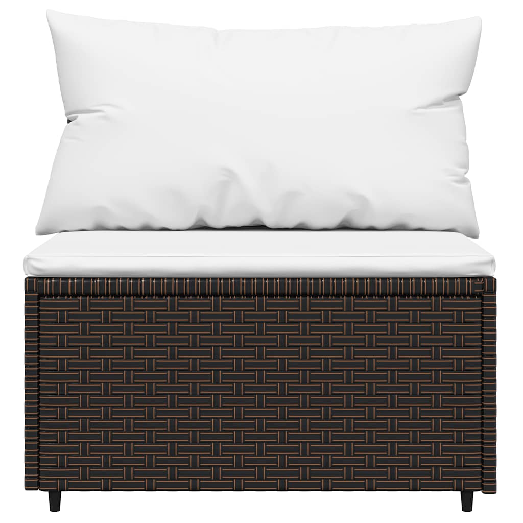 4-delige Loungeset met kussens poly rattan bruin
