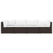 4-delige Loungeset met kussens poly rattan bruin