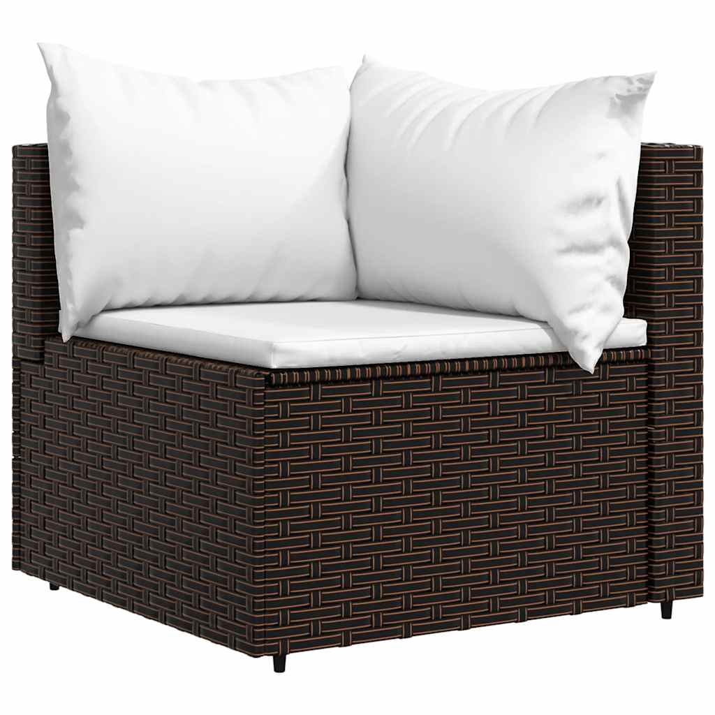 4-delige Loungeset met kussens poly rattan bruin