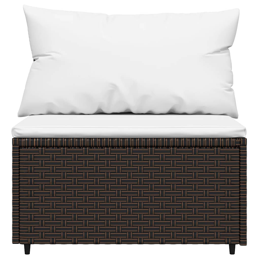 4-delige Loungeset met kussens poly rattan bruin