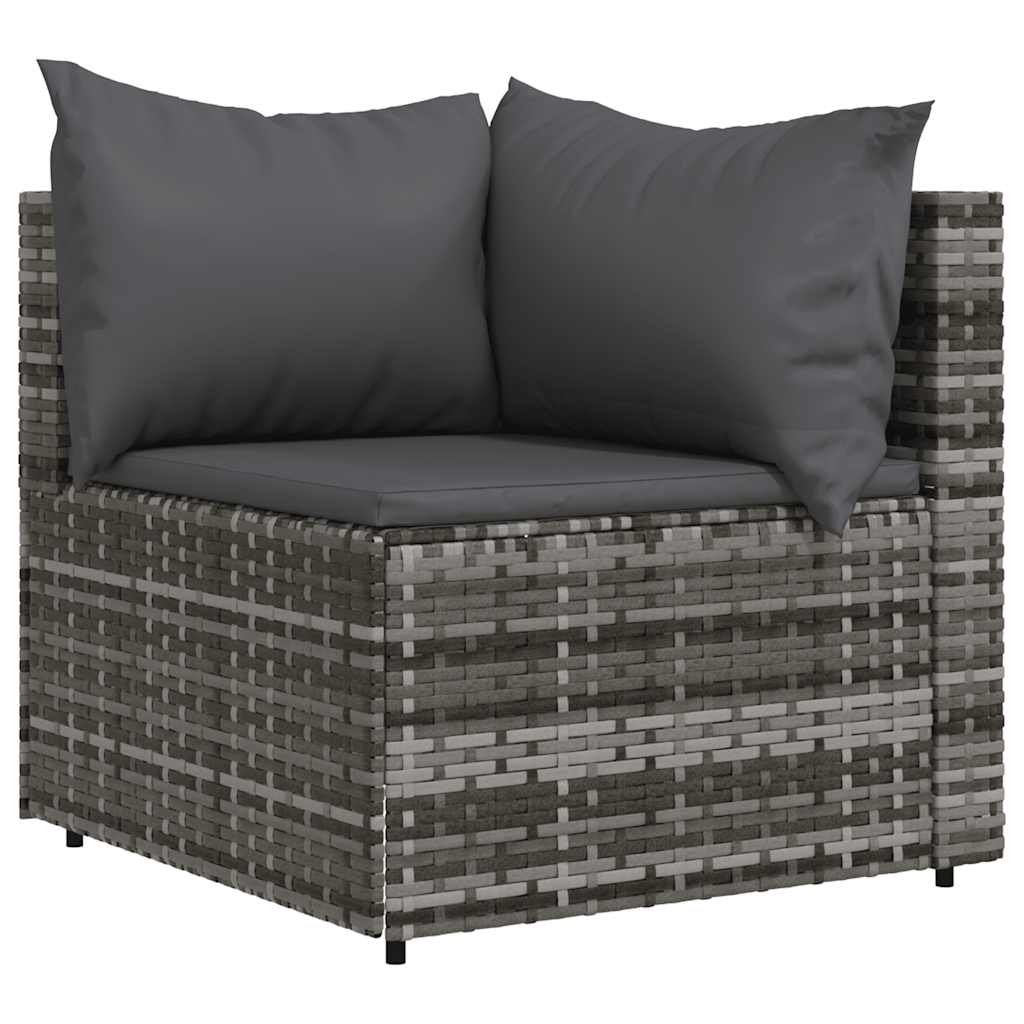 Tuinhoekbanken met kussens 2 st poly rattan grijs