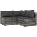 3-delige Loungeset met kussens poly rattan grijs