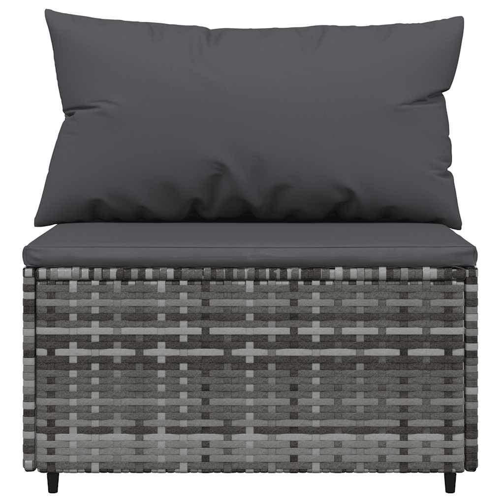 3-delige Loungeset met kussens poly rattan grijs
