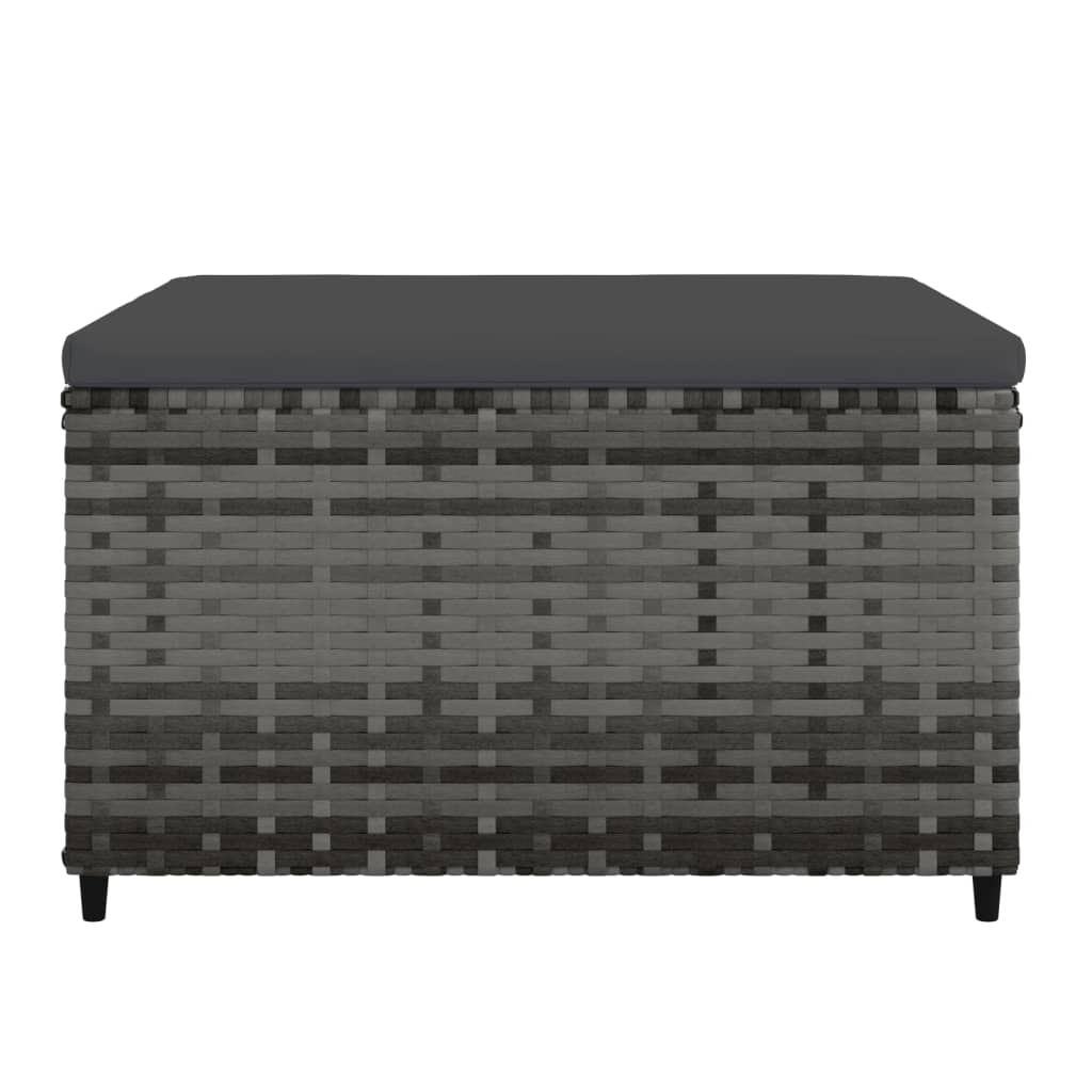 Voetensteun met kussen poly rattan grijs