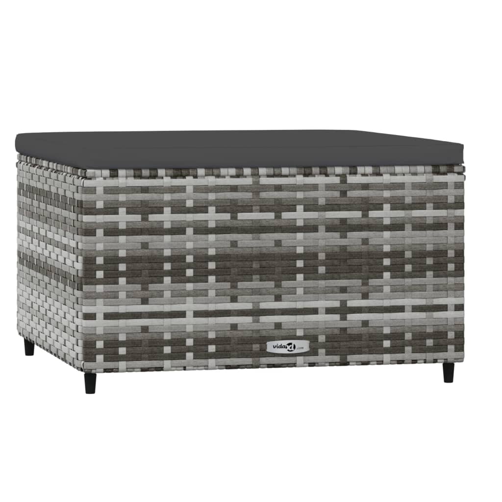 Voetensteunen 2 st met kussens poly rattan grijs