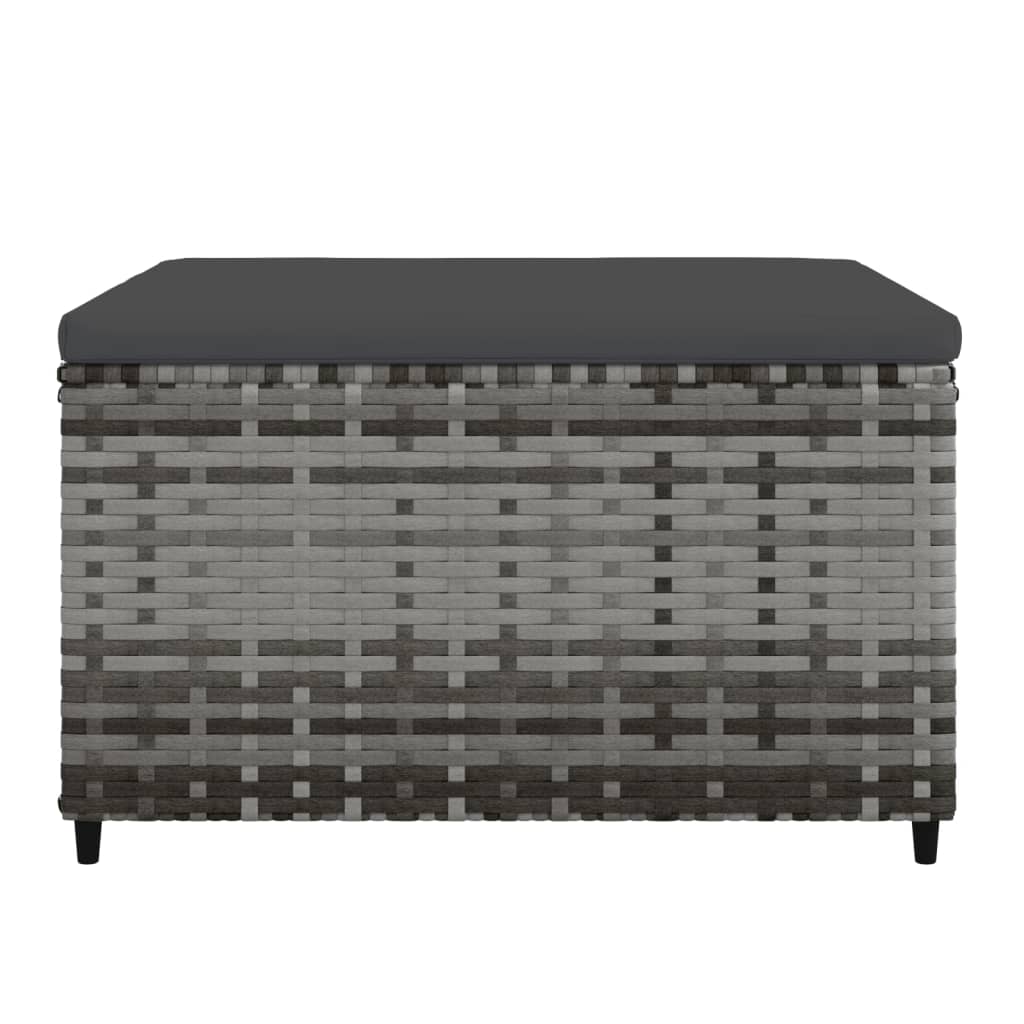 Voetensteunen 2 st met kussens poly rattan grijs